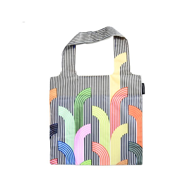 Remember Foldable Reusable Shopping Bag - Memphis with a bold striped design