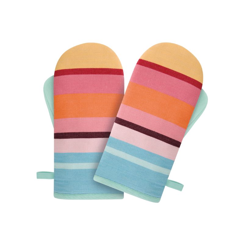 Remember Oven Mitts No. 4 feature colourful strips and come as a set of 2 - NZ