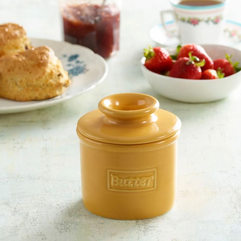 Retro Cafe Golden Yellow Butter Bell Crock - Butter Storage NZ
