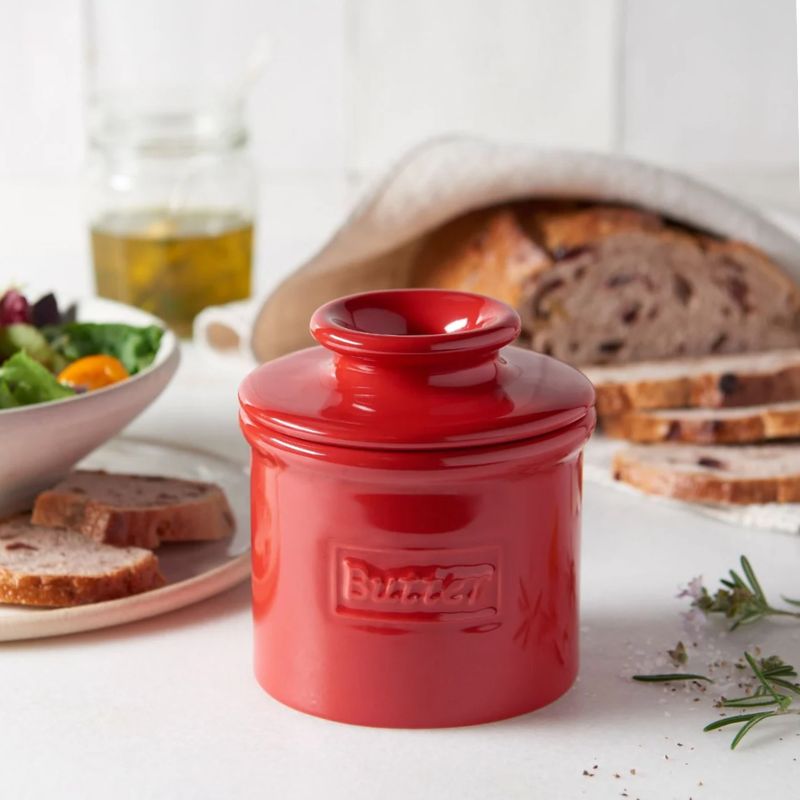 Retro Cafe Maraschino Red Butter Bell Crock - Butter Storage NZ