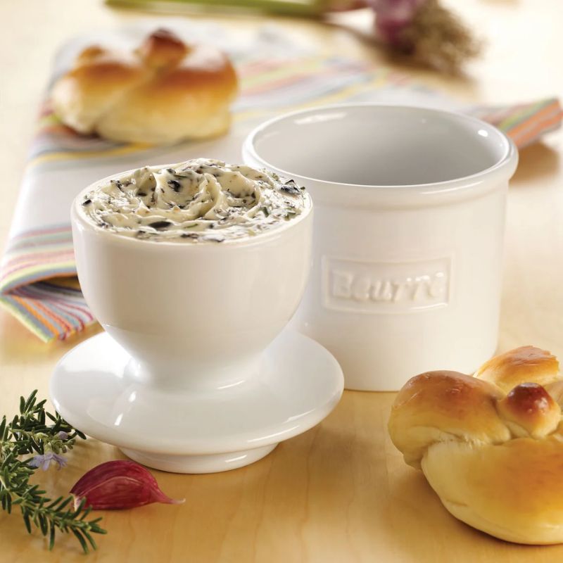 Retro Cafe White Butter Bell Crock - Butter Storage NZ