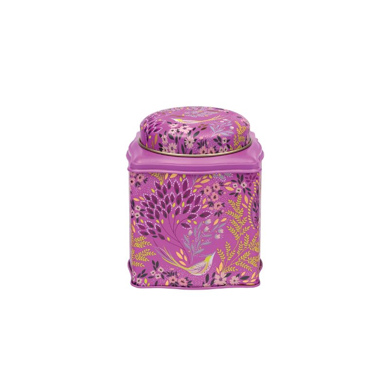 Sara Miller Mauve Songbird Tea Caddy shown front on against a white background.