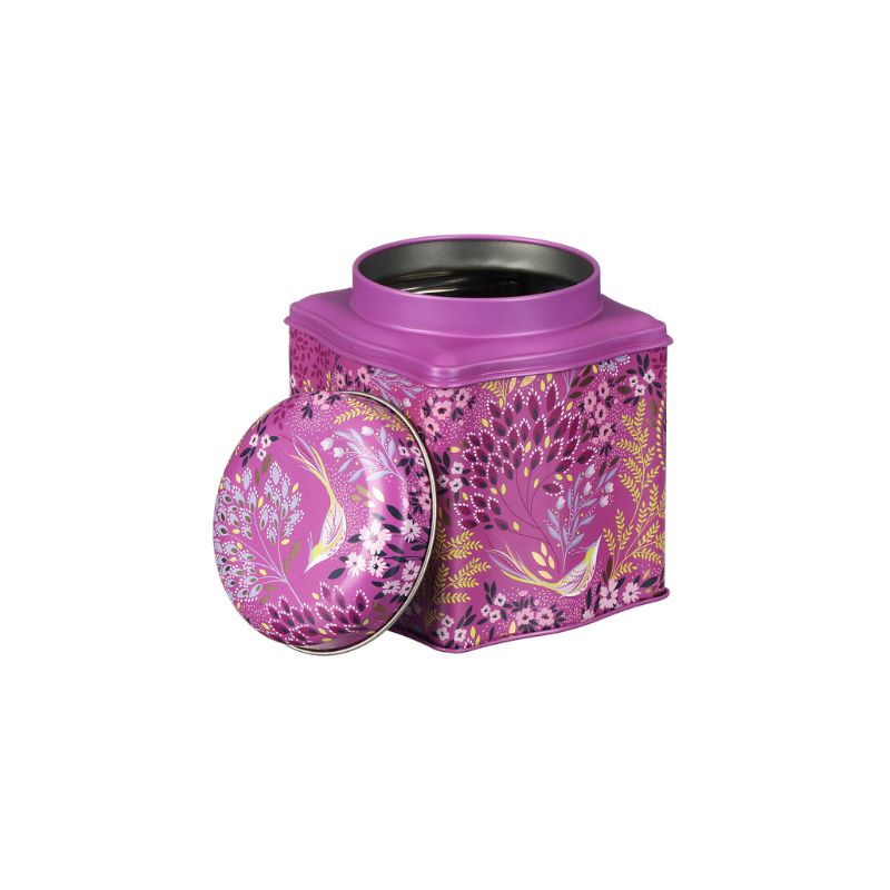 Sara Miller Mauve Songbird Tea Caddy shown front on against a white background.