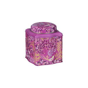 Sara Miller Mauve Songbird Tea Caddy shown side on against a white background.