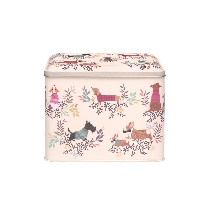 Sara Miller Dapper Dogs Extra Large Caddy Tin shown against a white background.
