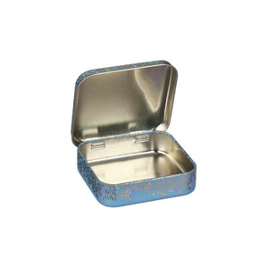 Sara Miller Dapper Dogs Pocket Treat Tin in teal, shown opened against a white background.