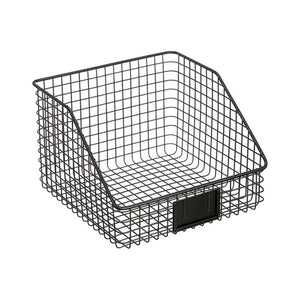 Large black wire basket with front label holder – Seymours 30 x 30 x 20 cm