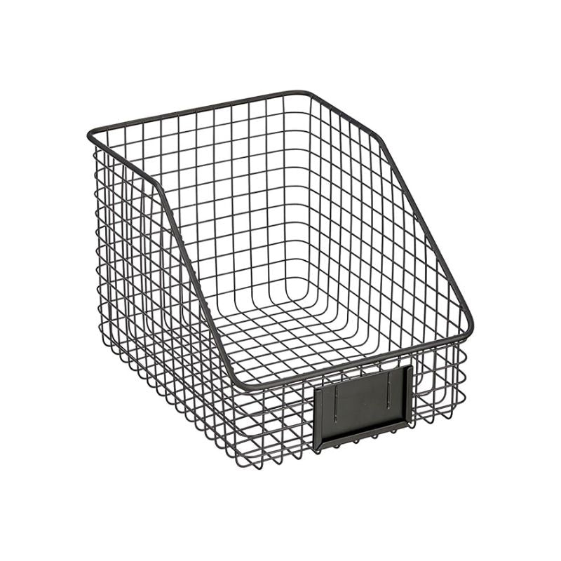 Medium black wire basket with label holder – Seymours 23 x 30 x 20 cm