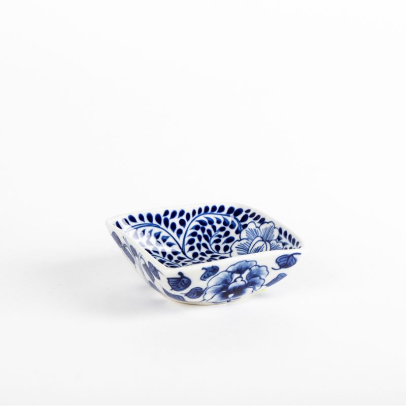 Small Square Bowl with Blue Flowers & Ferns | NZ