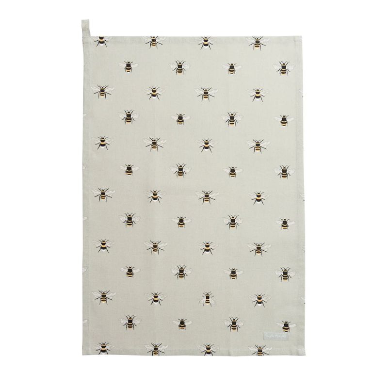Sophie Allport Bees Tea Towel shown on a white background.