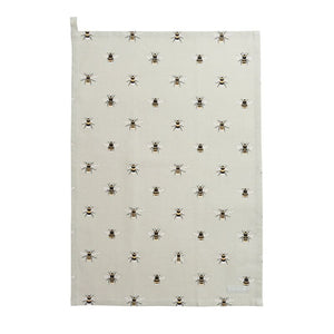 Sophie Allport Bees Tea Towel shown on a white background.