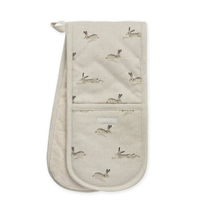 Sophie Allport Double Oven Glove - Hare on a white background.