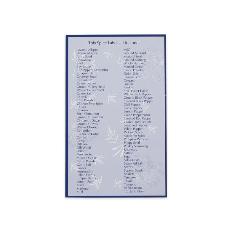 Labels for herbs and spices included in the set.