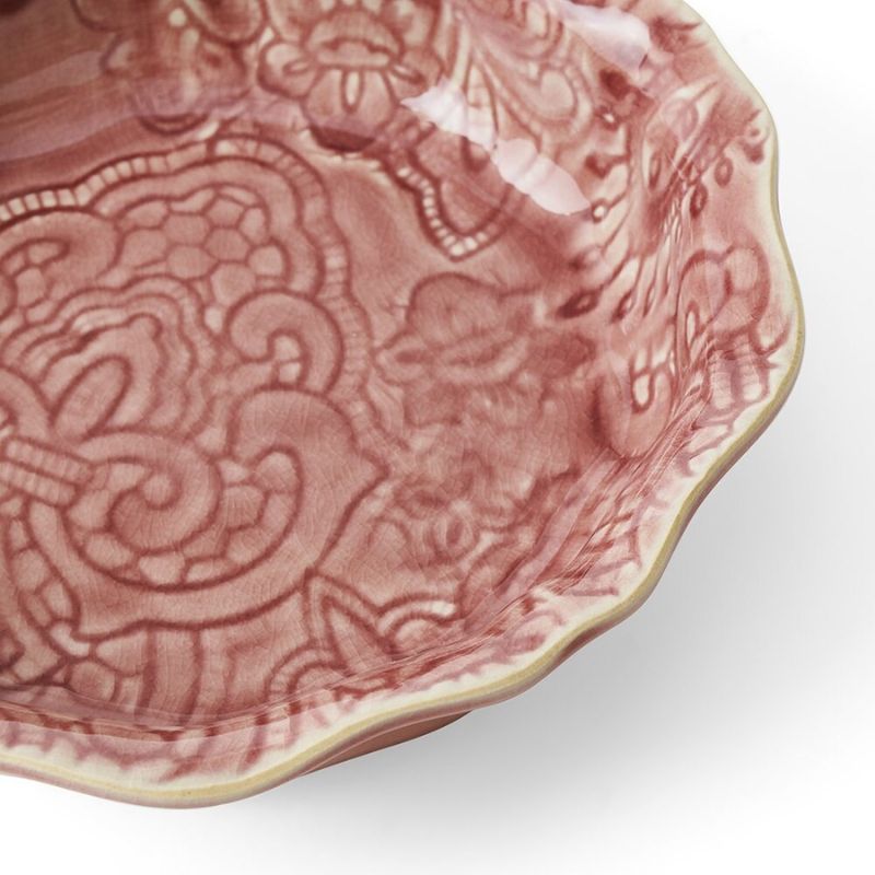 Sthal Arabesque 17 cm small bowl in Old Rose with fluted edge and reactive glaze.
