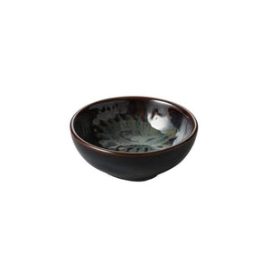Sthal Arabesque small dip bowl in Fig earthy brown with glazed edge at the base.