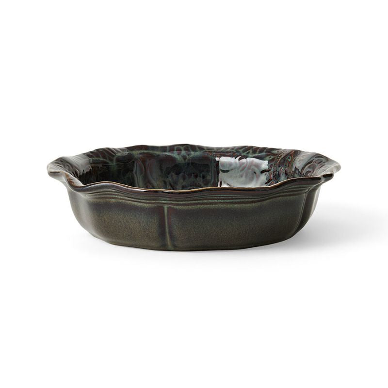 Sthal Arabesque 17 cm small bowl in Fig earthy brown with fluted edge and reactive glaze.