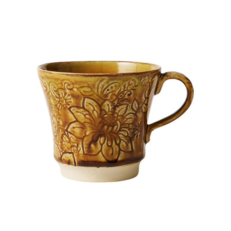 The 350 mL Sthal Arabesque Tea Mug in Pineapple glaze shown on a white background.