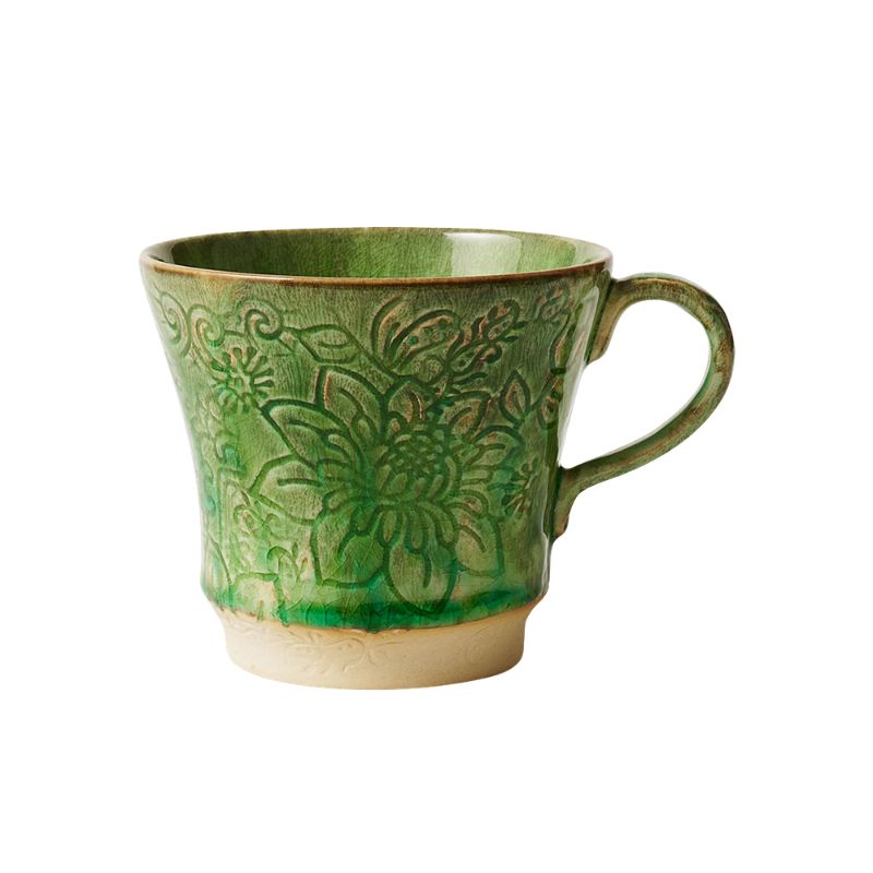Sthal Arabesque Tea Mug in Seaweed shown on a white background.