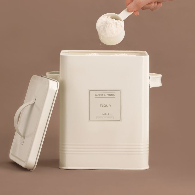 Cream flour container with scoop being removed - Typhoon Living Bulk Storage - Cream NZ