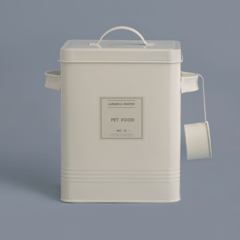 Cream pet food container with scoop hanging from handle - Cream Typhoon Living Bulk Storage