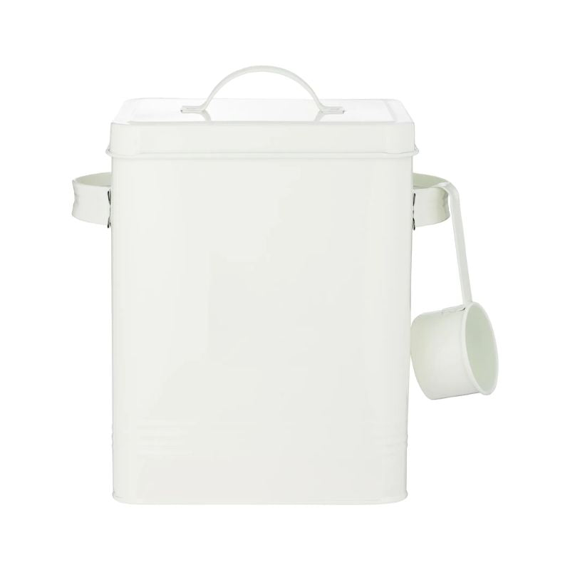 Typhoon Living bulk storage living in cream with scoop hanging from the handle.