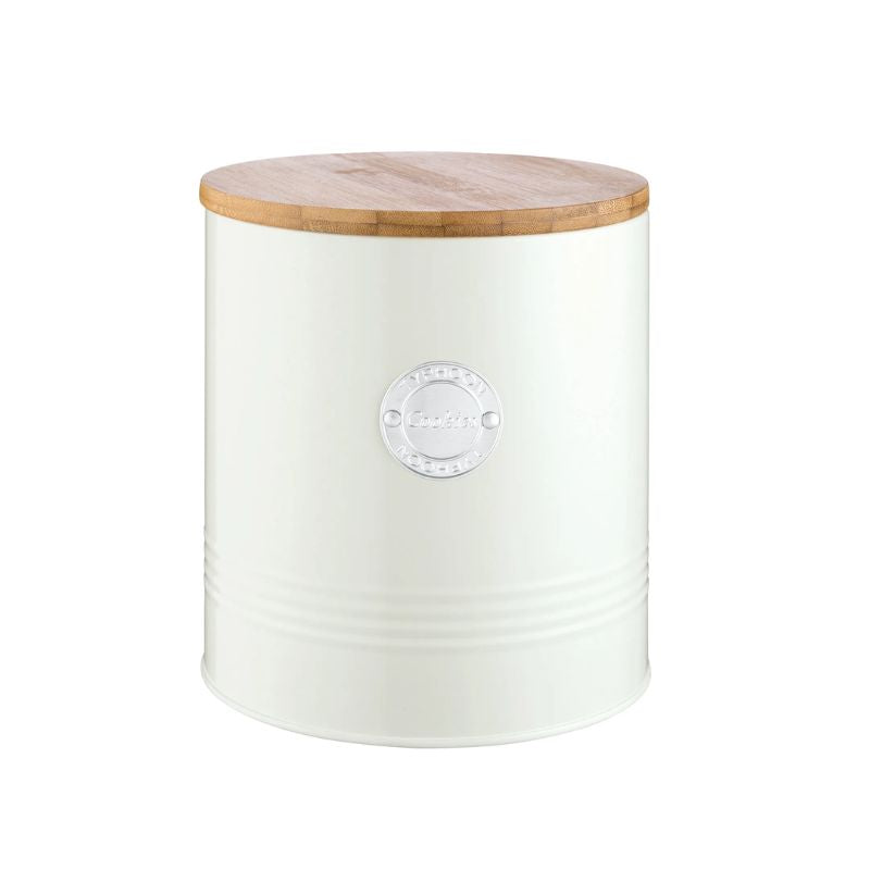 Typhoon Living Cooking Storage Barrel in cream, shown on a white background.