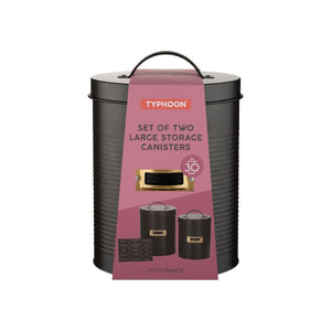 Retails packaging for the Set of Two Typhoon Otto Storage Canisters in black - NZ 