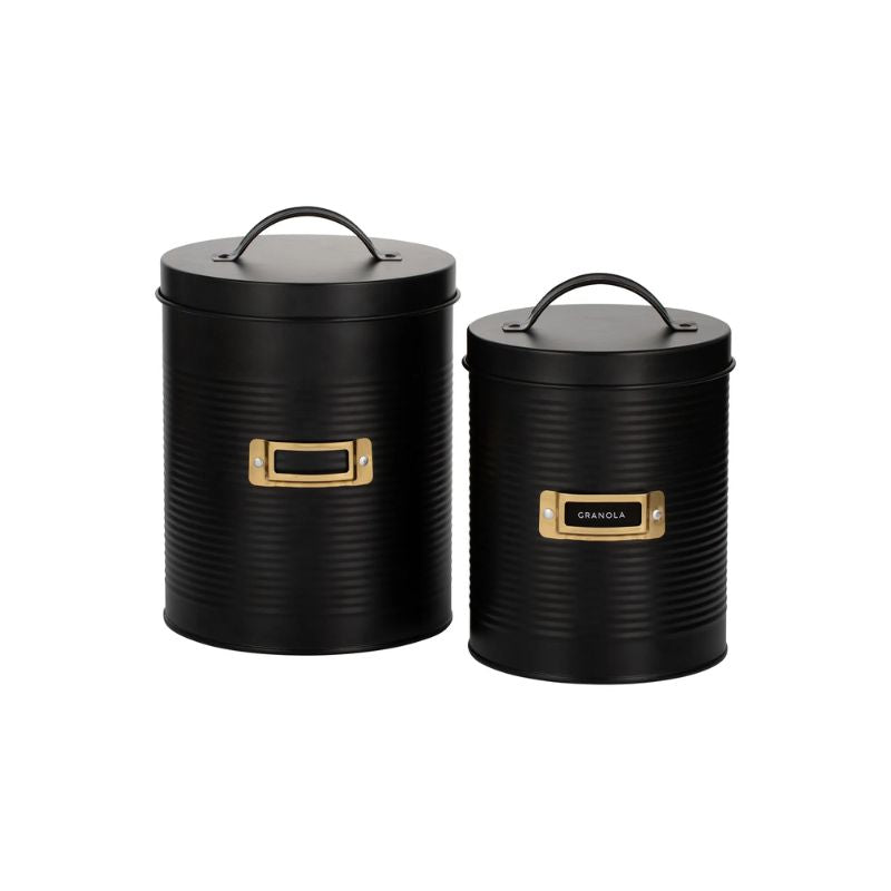 Set of two Typhoon Otto Storage Canisters in black - shown on a white background