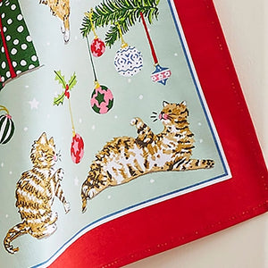 Ulster Weavers Christmas Cats Cotton Tea Towel close up of the design.