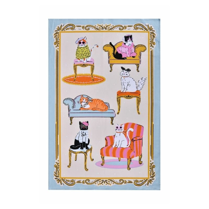 Ulster Weavers Cool Cats Cotton Tea Towel shown against a white background.