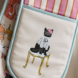 Ulster Weavers Cool Cats Double Oven Glove shown close up to display the cat details.