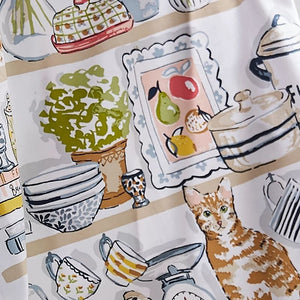 Ulster Weavers Pantry Cats Cotton Tea Towel close up of the fabric.