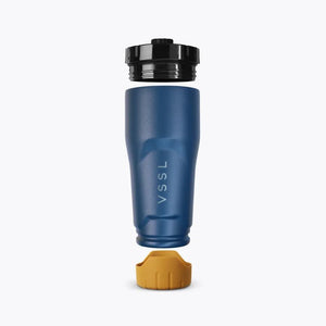 VSSL Rift Tumbler in Pacific Blue shown on a white background.