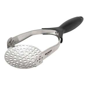 Westmark Folding Potato Masher angled view highlighting the foldable stainless steel mashing head