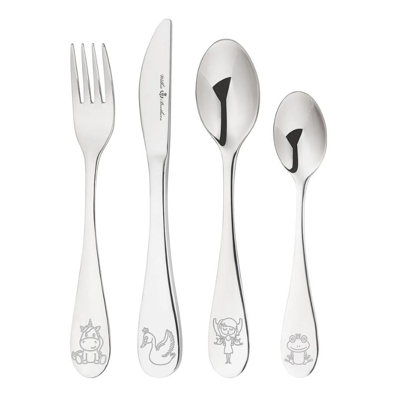 Wilkie Brothers Children's Cutlery Set – Fairytale on a white background.