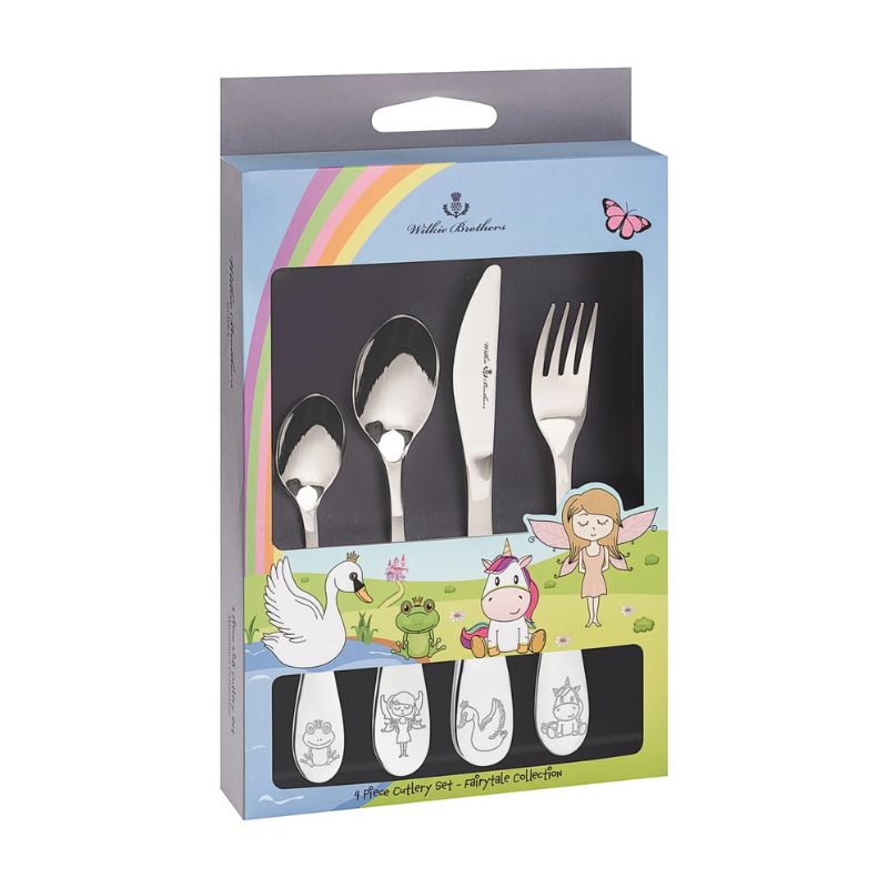 Wilkie Brothers Children's Cutlery Set – Fairytale on a white background.