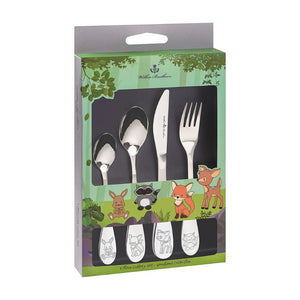 Wilkie Brothers Children's Cutlery Set – Woodland in retail packaging on a white background.