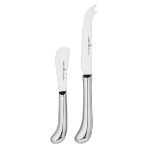 Wilkie Brothers Stirling Cheese Knife Set NZ - forked cheese knife and butter/paté knife with curved handles