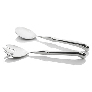 Wilkie Brothers Stirling Salad Serving Set shown side on against a white table.