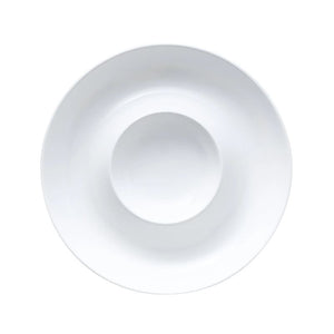 Wilkie Brothers White Round Chip & Dip Bowl on a white background.