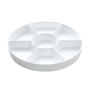 Wilkie Brothers White Round Divided Serving Platter on a white background.
