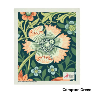 William Morris Swedish Dishcloth in Compton Green print.