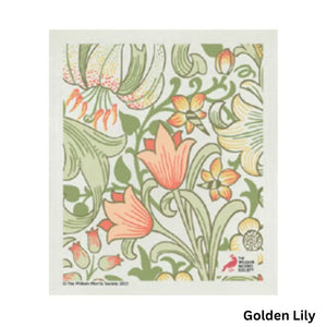 William Morris Swedish Dishcloth in Golden Lily print.