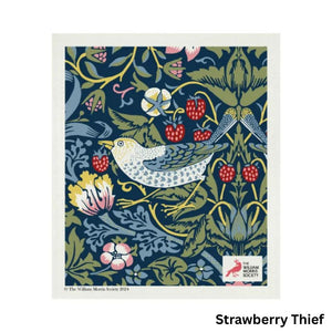 William Morris Strawberry Thief Swedish dishcloth – bird and berries design