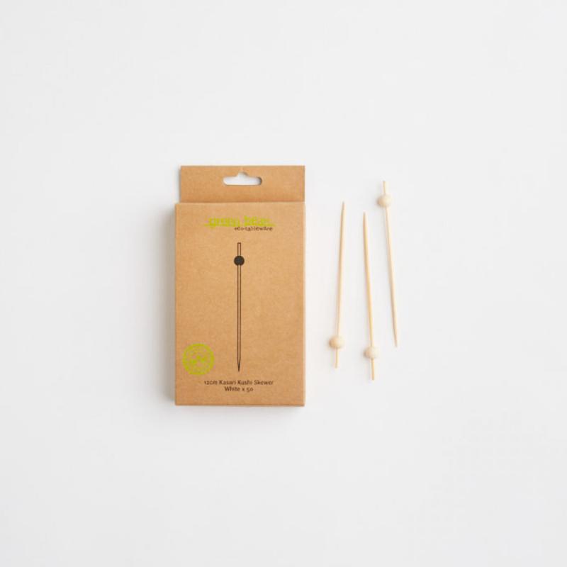 Bamboo Kazari Kushi Skewers with natural / white bead