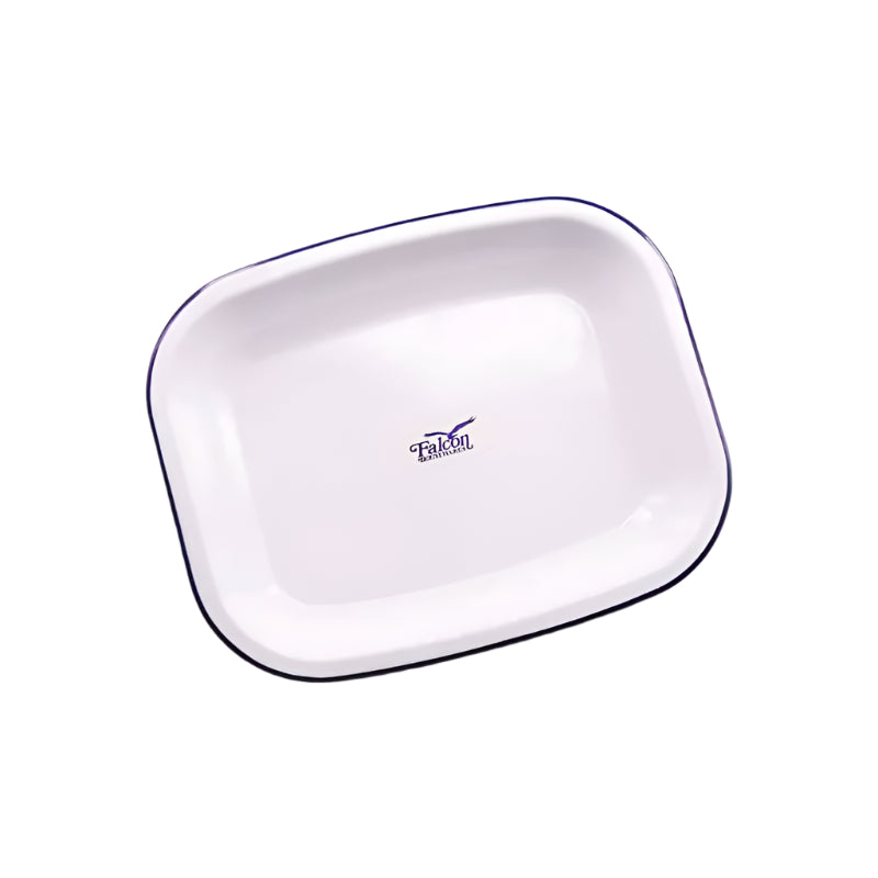 Falcon Enamel Mini Roaster - White with Blue Rim | NZ