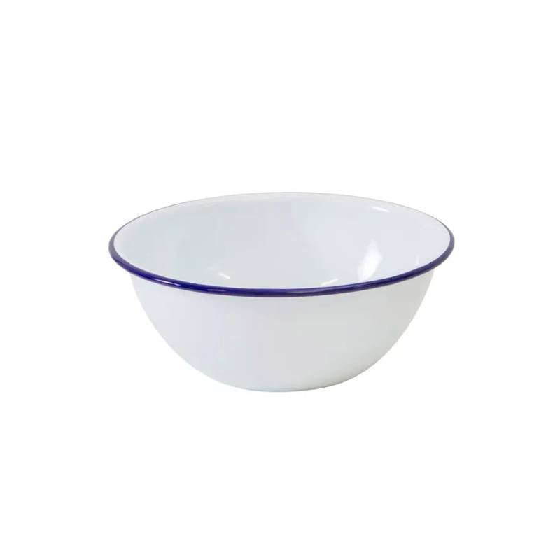 Falcon Enamel Noodle Bowl - White with Blue Rim