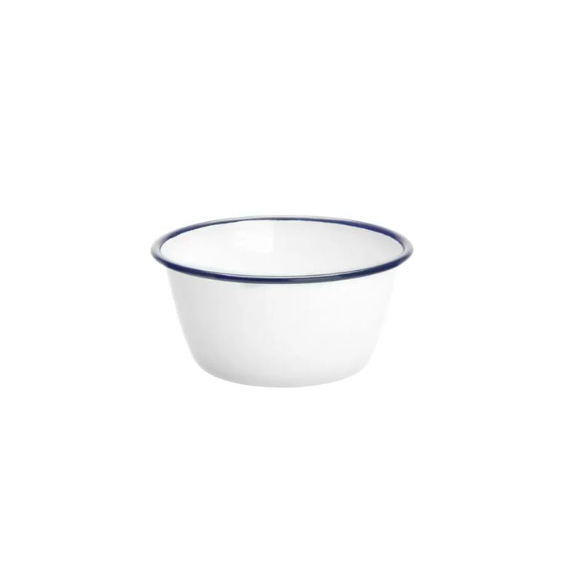 Bleu blanc émail Rim Pudding Bowl Four Tin Plat 20CM Bleu blanc émail Rim Pudding Bowl Four Tin Plat 20CM