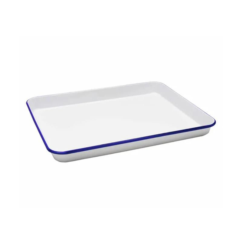 Falcon Enamel Swiss Roll Pan - White with Blue Rim NZ