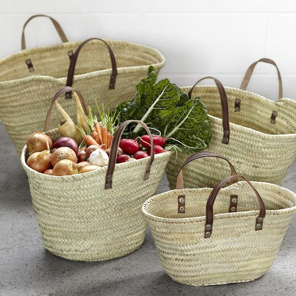 French Market Baskets with Flat Handles are perfect for shopping and storage